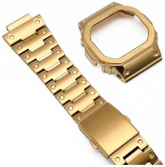 ステンレススチールケースブレスレット (ゴールド)