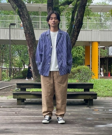 コーデ6：シャツジャケット×チノパン