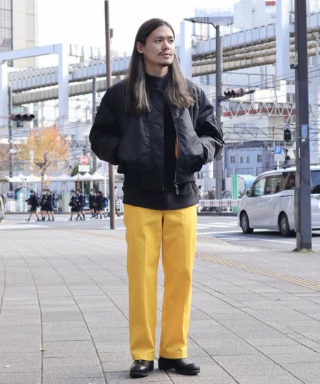 コーデ7：MA-1×イエローパンツ