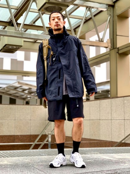 コーデ1：ブラック×ハーフパンツ