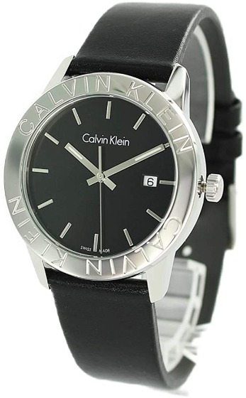 カルバンクライン ユニセックス シルバー ブラックレザー