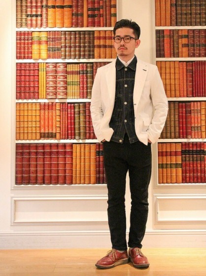 コーデ10：ブルー×シアサッカージャケット