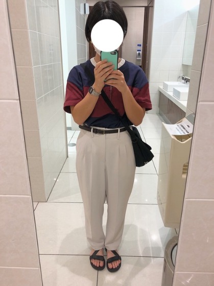 コーデ3:カシオ時計×ドレープパンツ