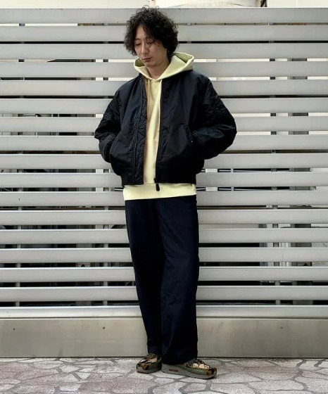 コーデ2：MA-1×イエローパーカー