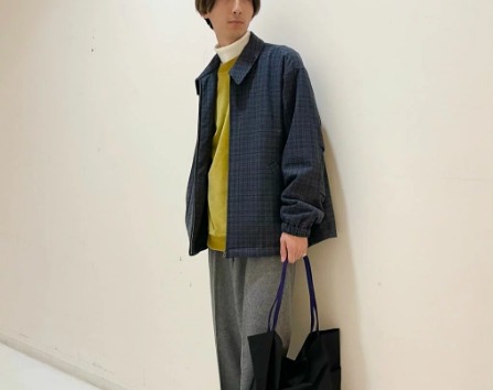 チェック×センターラインパンツ