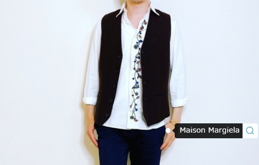 刺繍入りシャツ×ブラウンジレ