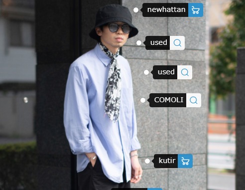 バケットハットにハルタのローファーの着こなし