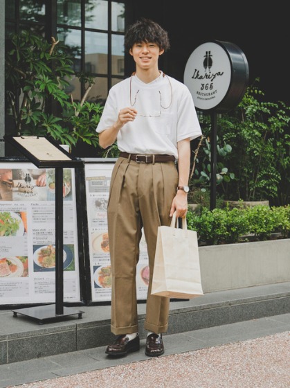 革靴（茶色）コーデ①ハルタ ローファー