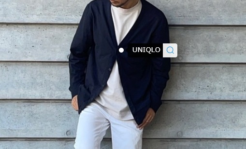 黒カーディガン×ホワイトパンツ