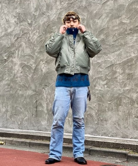 コーデ5：MA-1×ヴィンテージ風デニム