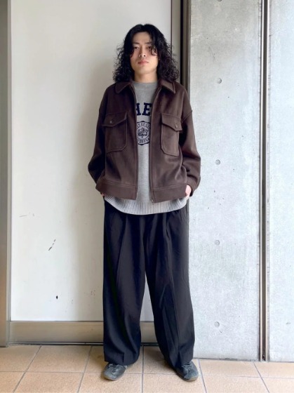 ブラウン×オーバーサイズパンツ