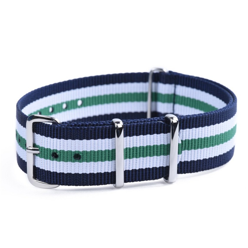 ストライプ(紺・白・緑・白・紺)