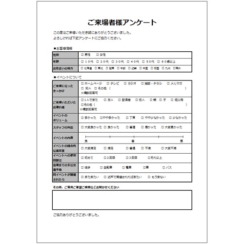 アンケートへのご協力ありがとうございました 英語