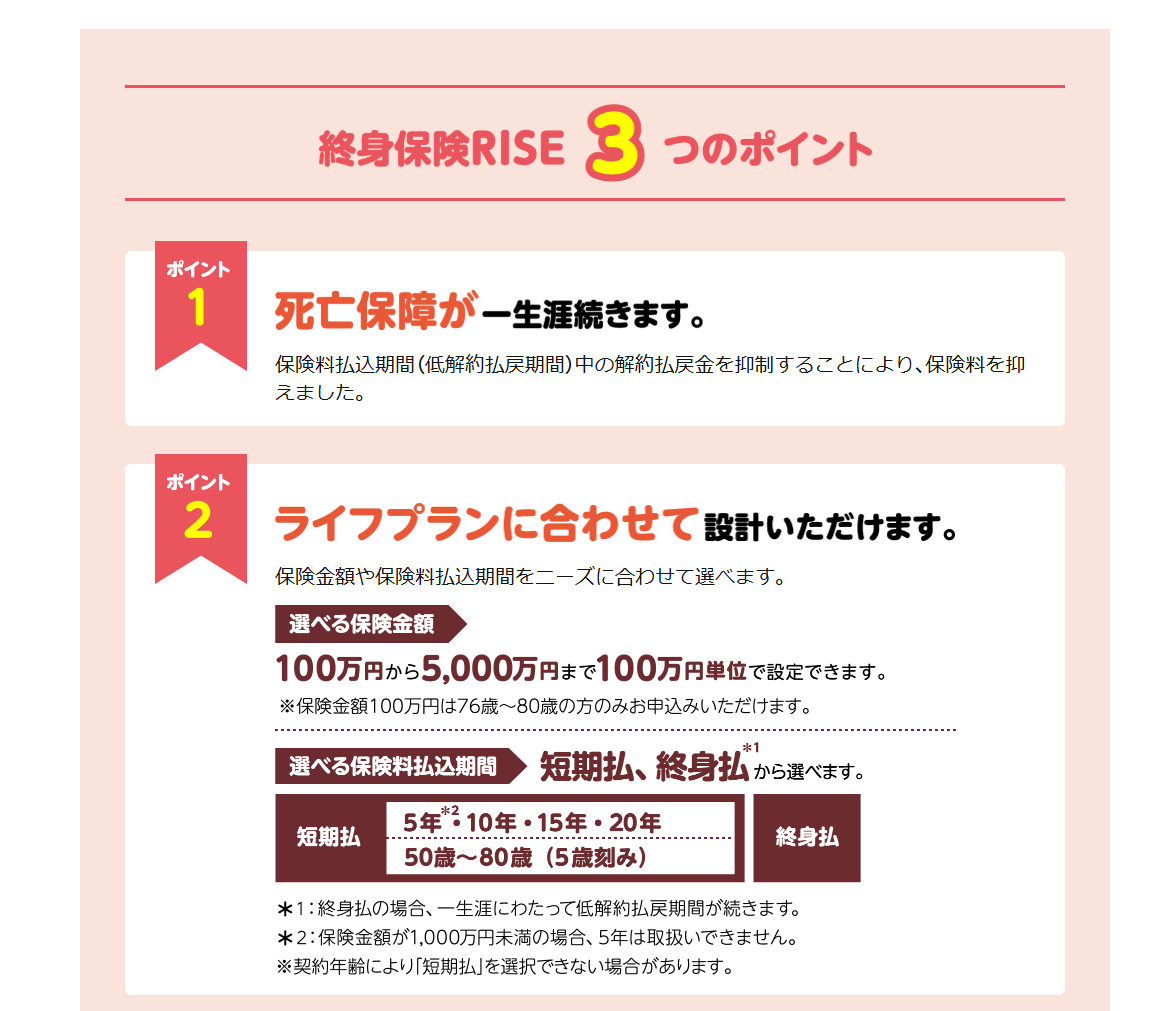 終身保険RISE［ライズ］3つのポイント