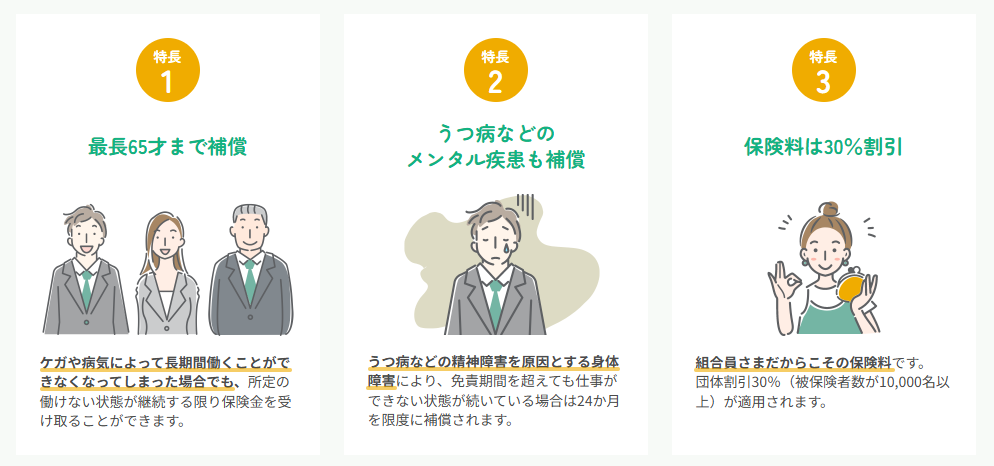 コープのお給料補償保険のおすすめポイントのイメージ