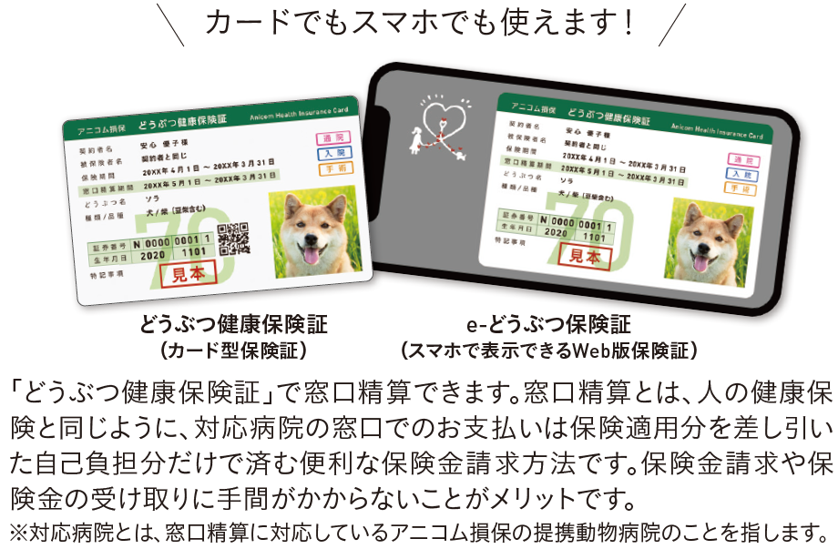どうぶつにも人と同じあんしんを  どうぶつ健康保険証