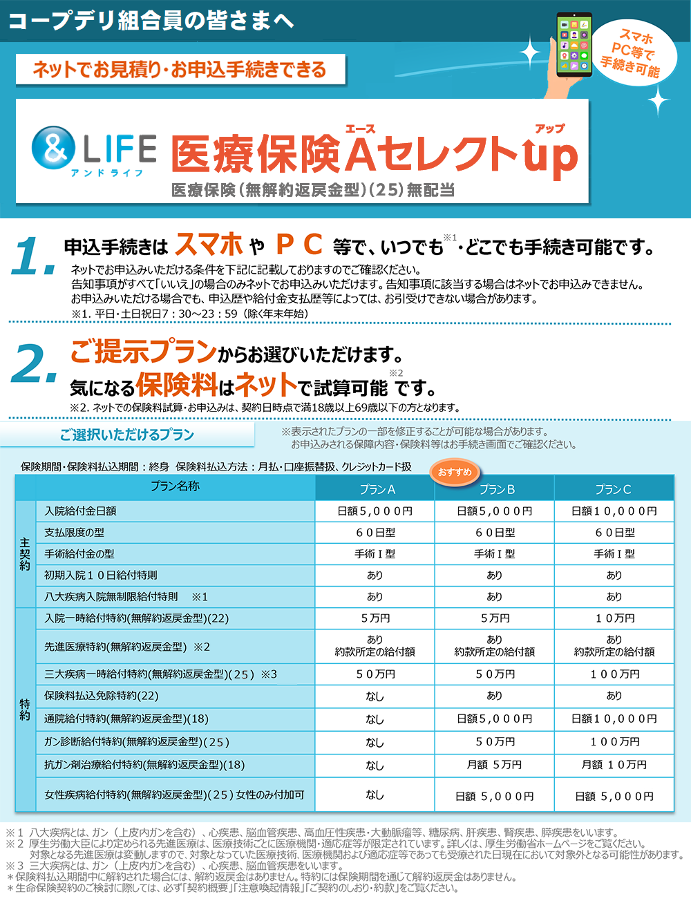 【ネット加入・お見積り専用】&LIFE 医療保険