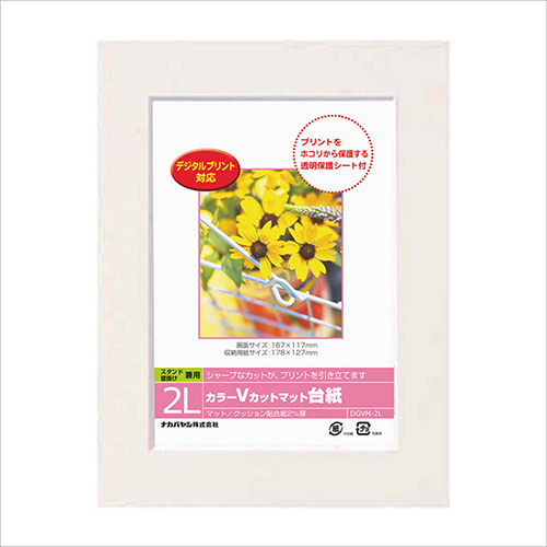 ナカバヤシ DigioカラーVカットマット台紙 2L ホワイト DGVM-2L-W/V