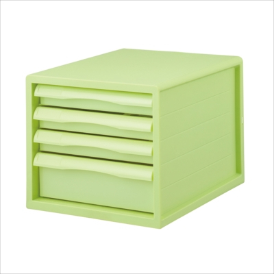 ナカバヤシ FIT COLOR A4レターケース4段 GN グリーン A4E-FC04-GN