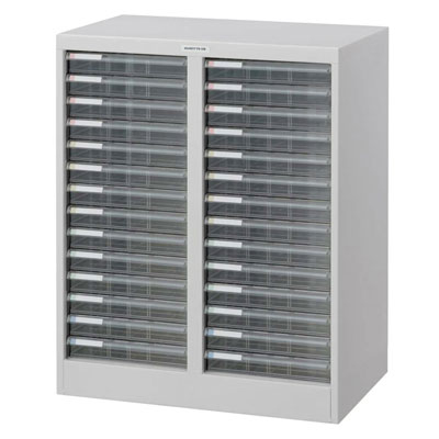 ナカバヤシ デスクサイドフロアケース 浅14段×2 A4 タテ型 ニューグレー AF-28