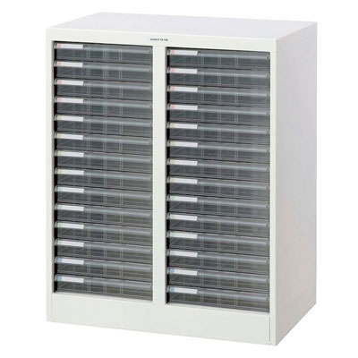 ナカバヤシ デスクサイドフロアケース 浅14段×2 A4 タテ型 シロ AF-28