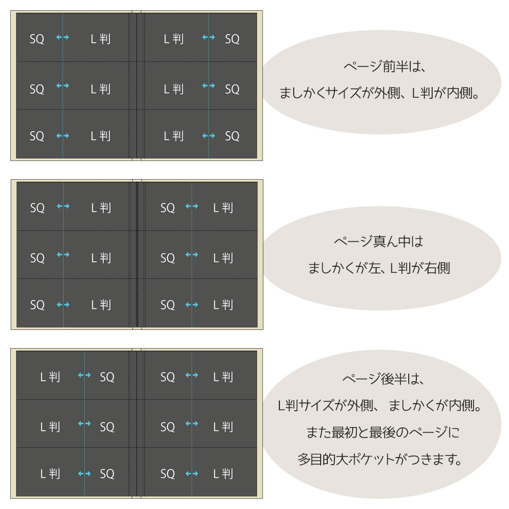 WEB限定品】ナカバヤシ ましかく+L判 スリムタイプ ポケット