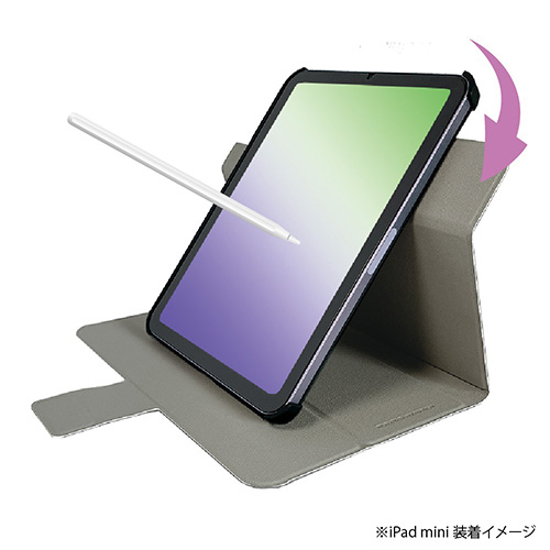 ナカバヤシ iPad mini（2021）用 回転式カバー／ブラック TBC