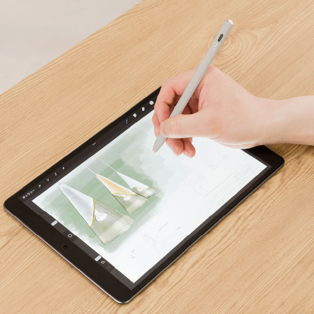 iPad専用充電式タッチペン／ライトグレー TPEN-001GY（tm