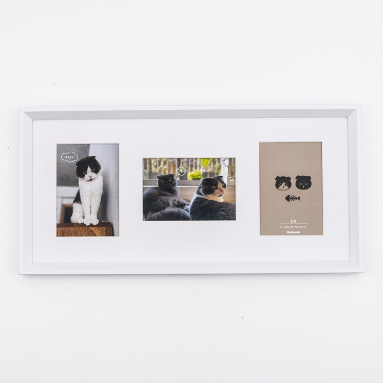 ナカバヤシ 木製多窓額／Ｌ窓３面／ホワイト F-TW-115-W