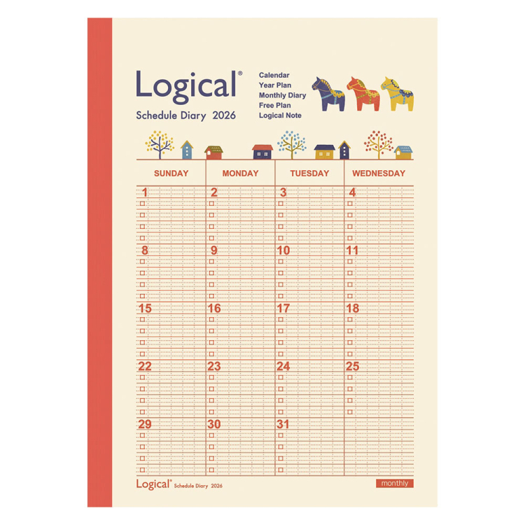 【2026年度版 手帳】 ナカバヤシ ロジカルダイアリー2026月間ノートタイプA/B6/ウマ NS-B602-26AE【ポスト投函1】