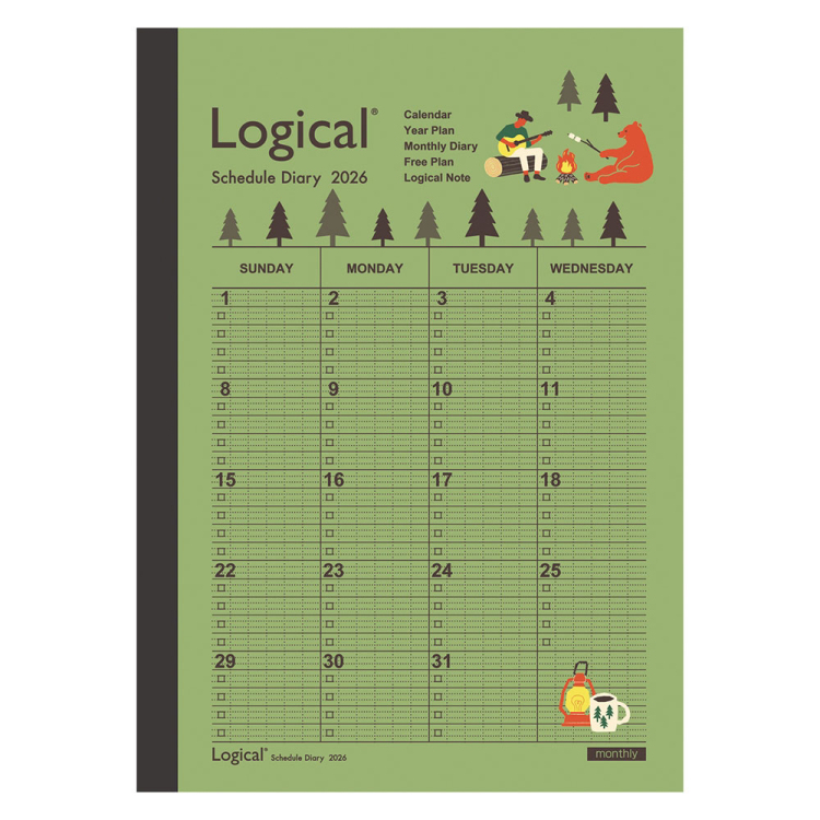 【2026年度版 手帳】 ナカバヤシ ロジカルダイアリー2026月間ノートタイプA/B6/キャンプ NS-B602-26AS1【ポスト投函1】