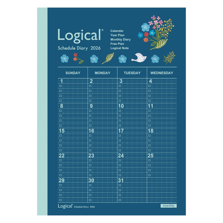 【2026年度版 手帳】 ナカバヤシ ロジカルダイアリー2026月間ノートタイプA/B6/フラワー NS-B602-26AS2【ポスト投函1】