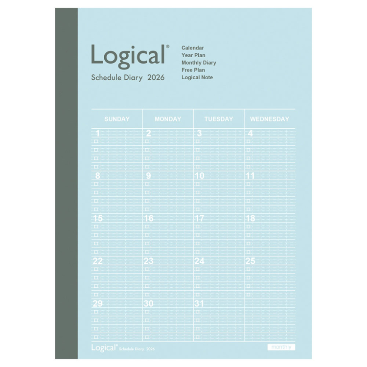 【2026年度版 手帳】 ナカバヤシ ロジカルダイアリー2026月間ノートタイプA/A6/ブルー NS-A602-26AB【ポスト投函1】