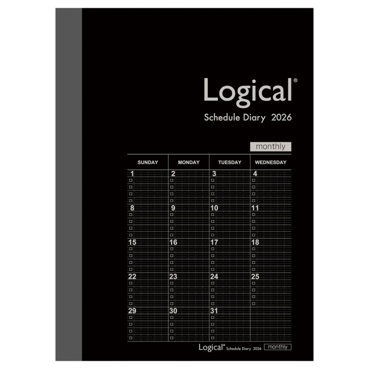 【2026年度版 手帳】 ナカバヤシ ロジカルダイアリー2026月間ノートタイプB/A6/ブラック NS-A602-26BD【ポスト投函1】