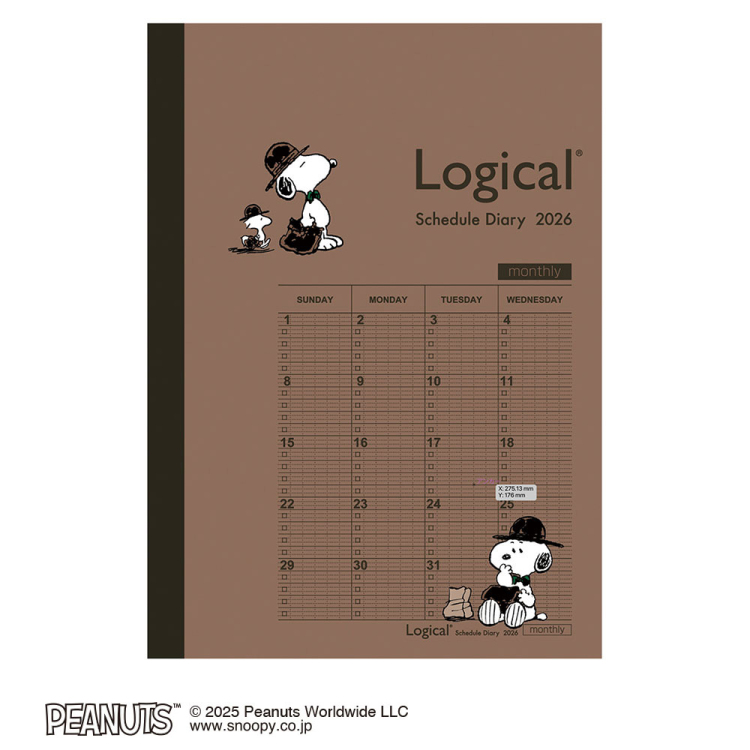 【2026年度版 手帳】 ナカバヤシ ロジカルダイアリー2026月間ノートタイプP/B6ピーナツ2 NS-B602-26PA2【ポスト投函1】