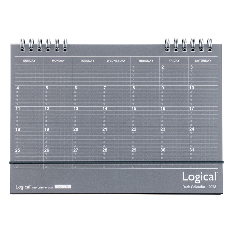 【2026年度版 カレンダー】 ナカバヤシ ロジカル卓上カレンダー2026リングタイプ/A5/ブラック CLT-A502-26D