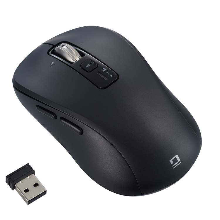 ナカバヤシ 【感動ホイールマウス】Bluetooth・USB無線(デュアル)静音5ボタンBlueLEDマウス Mサイズ/ブラック MUS-DKF242BK (tm)