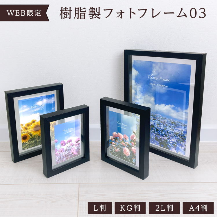 WEB限定】 ナカバヤシ 樹脂製フォトフレーム03 L判 ブラック 写真立て