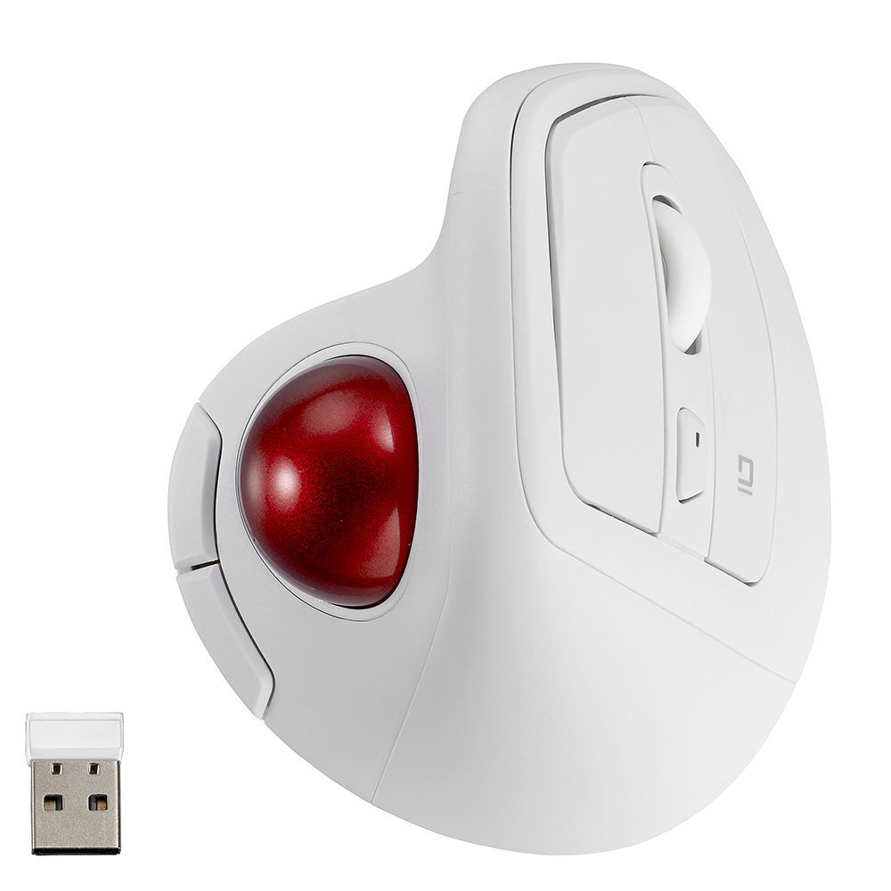 ナカバヤシ 無線エルゴ静音5ボタン光学式トラックボール/ホワイト MUS-TRKF248W (tm)の商品画像