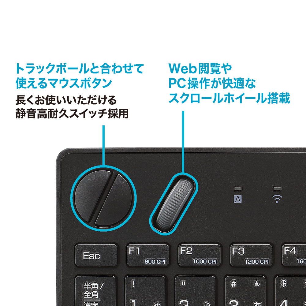 ナカバヤシ 無線トラックボールキーボード／ブラック FKB-R252BK (tm