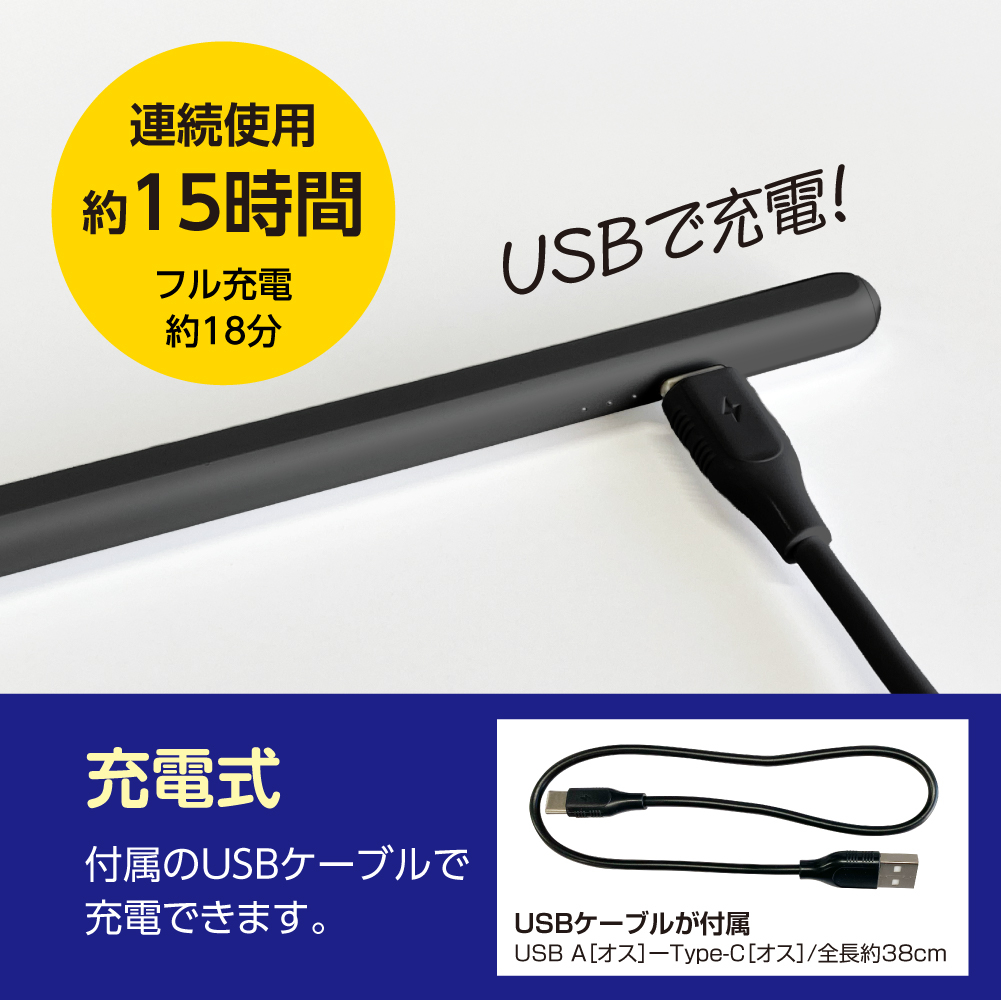 ナカバヤシ iPad専用充電式タッチペン 軽量タイプ／ブラック TPEN