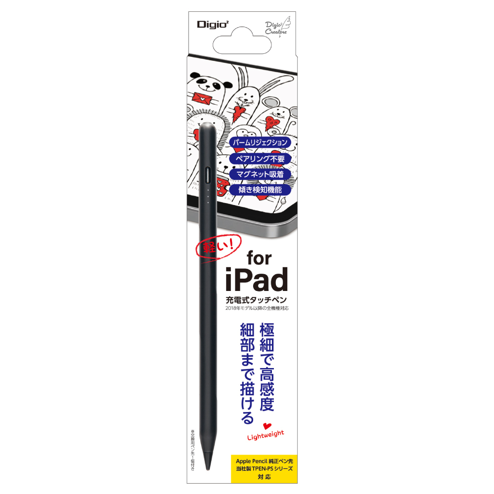 ナカバヤシ iPad専用充電式タッチペン 軽量タイプ／ブラック TPEN
