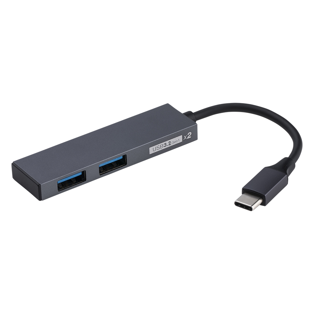 ナカバヤシ　アルミ極薄USBハブ【STIX】シリーズ　 USB3.2Gen1 Type-C 2ポート変換ハブ/グレー　UH-C3302GY　(tm)　の商品画像