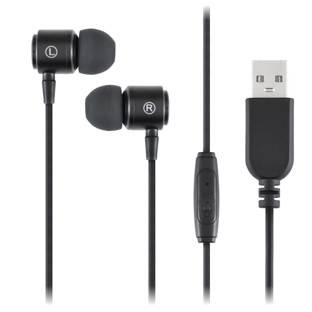 ナカバヤシ　USBイヤホンマイク　軽量タイプ／ブラック　UHP-08BK　(tm)の商品画像