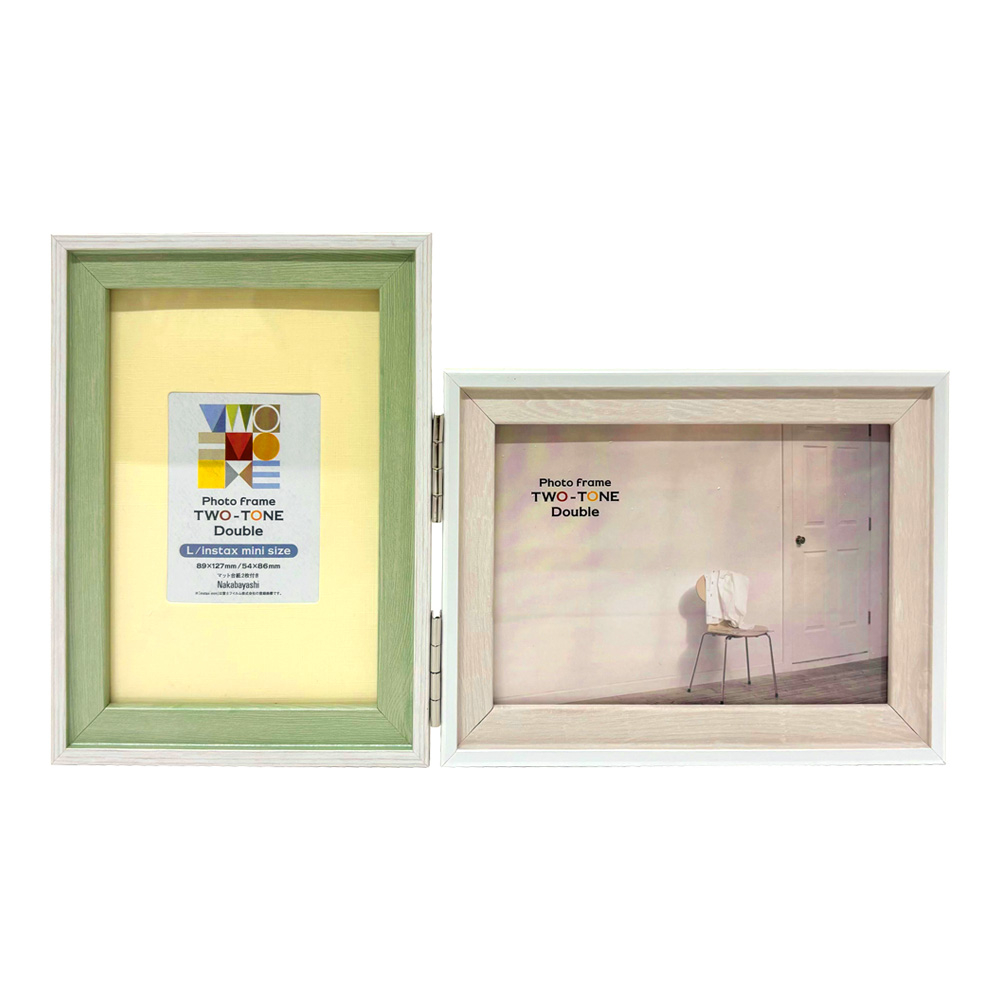 WEB限定】 ナカバヤシ ツートン フォトフレーム L・チェキ 2面