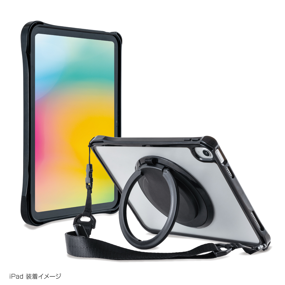ナカバヤシ iPad用リングスタンド付き衝撃吸収ケース/ブラック TBC-IP2502BK (tm)の商品画像