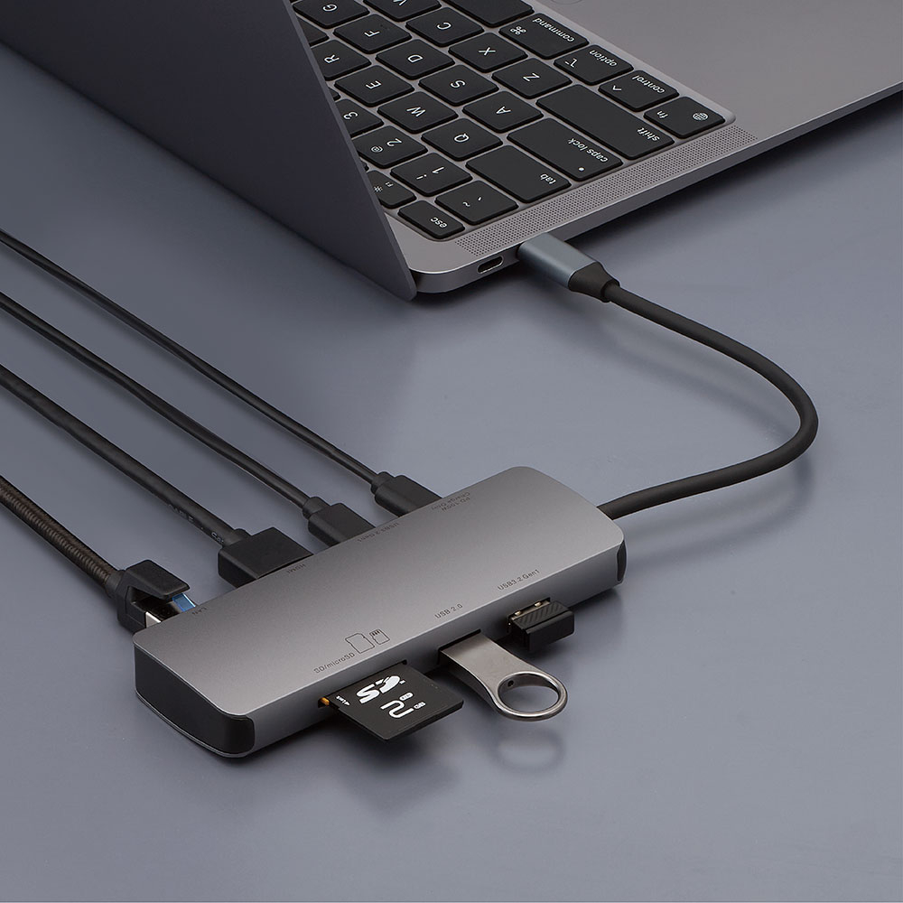 ナカバヤシ　PD対応 Type-C 8in1マルチコネクトドッキングステーション/グレー　UD-C15GY　(tm)の商品画像