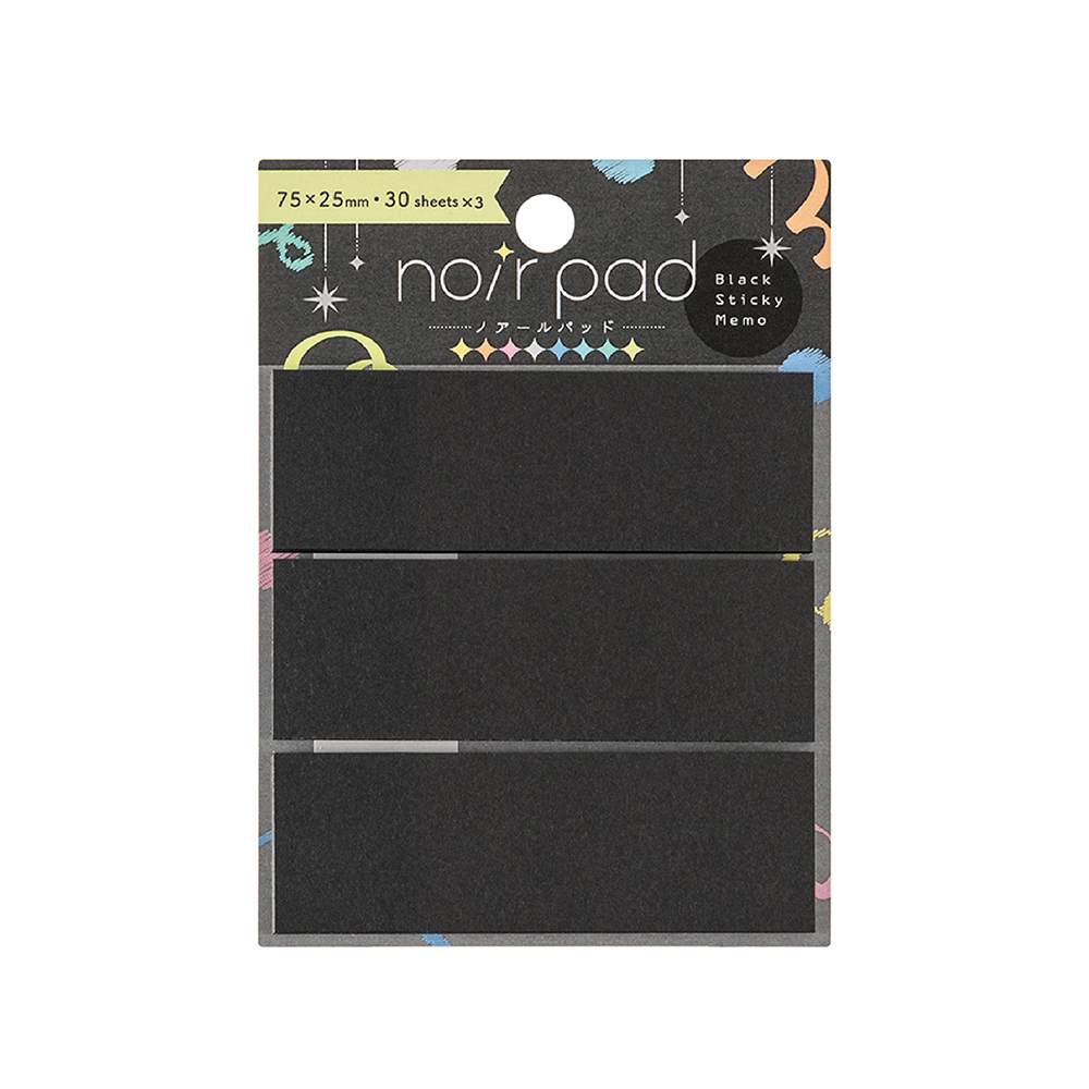 ナカバヤシ　ノアールパッド 黒付箋 3ピース75×25mm 各30枚　FST-007-3の商品画像