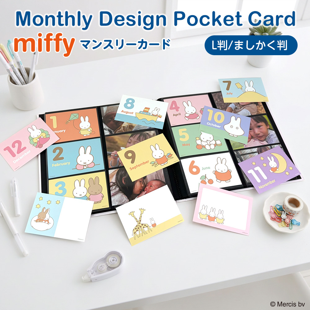 【WEB限定品】 ミッフィー マンスリー デザインポケットカード L判 IT-DPCM-M-L-02 ディック・ブルーナの商品画像