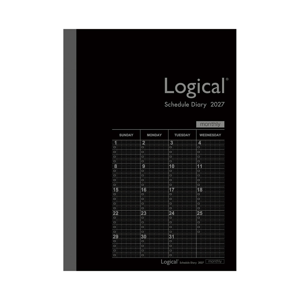 【2027年度版 手帳】 ナカバヤシ ロジカルダイアリー2027月間ノートタイプB/B6/ブラック NS-B602-27BD 【ポスト投函1】の商品画像